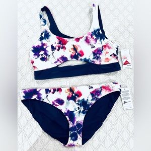 TWO PIECES! ATHLETA reversible watercolor floral bikini - NWT